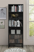 Mid Century Modern Bookcase Shelf Unit – Rustic Grey Wood Finish - 2008-GRY