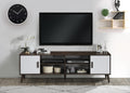 2009-DWW  17 stories veno two tone dark walnut and white finish wood mid century modern 71" TV Stand