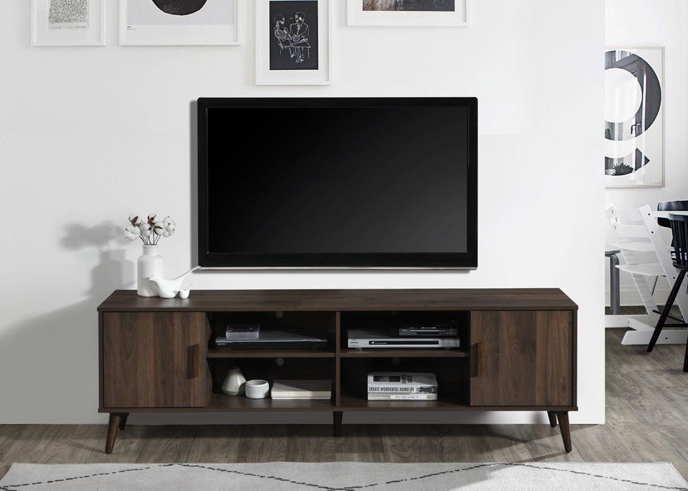 2010-DW  17 stories veno dark walnut finish wood mid century modern 71" TV Stand
