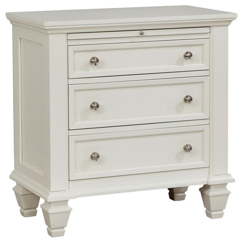Sandy Beach Cream White Finish Wood 3-Drawer Nightstand – 201302