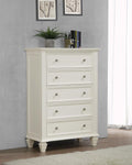 Coaster 201305 Charlton home sandy beach buttermilk wood finish rustic coastal style 5 drawer tall chest