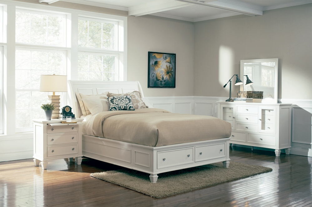 Coaster 201309Q 4 pc Charlton home sandy beach buttermilk finish wood rustic coastal queen platform bedroom set with drawers