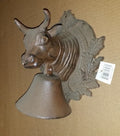 Cast iron 3-d cow head wall decor with bell