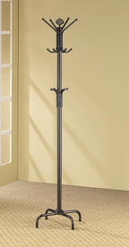 Coaster 2019 Porch & den merlin 12 hook satin black metal finish coat rack with multiple hooks