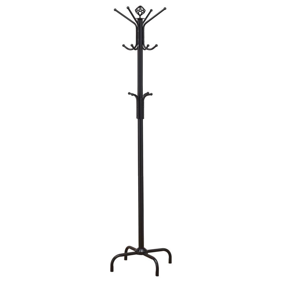 Coaster 2019 Porch & den merlin 12 hook satin black metal finish coat rack with multiple hooks