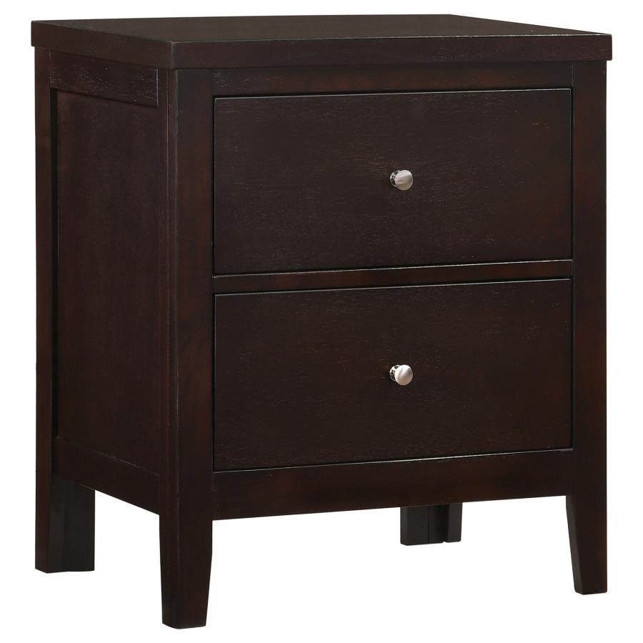 Coaster 202092 Carlton espresso finish wood bed side table nightstand with 2 drawers