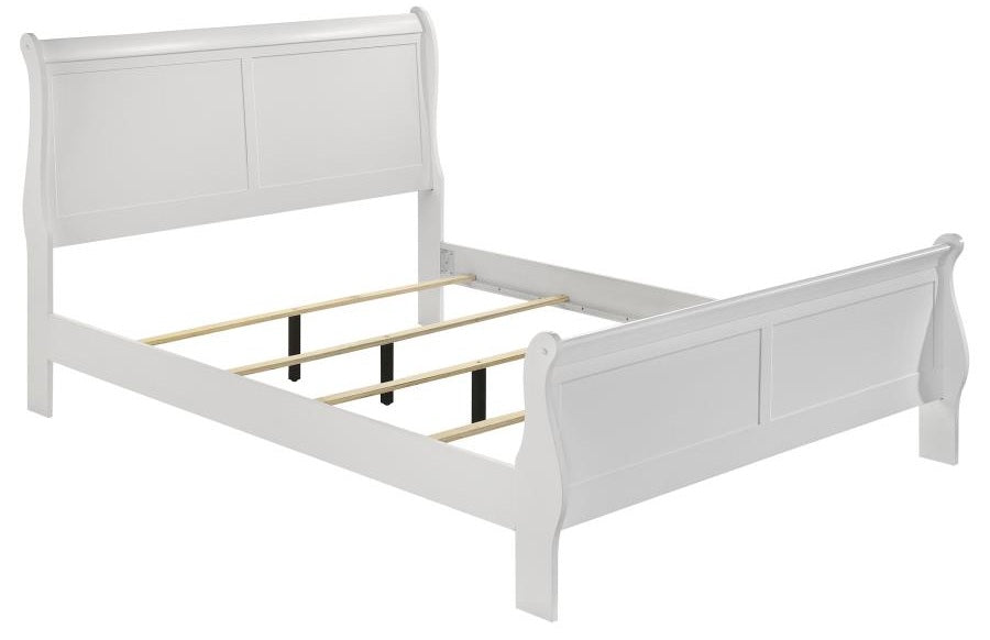 Coaster 202441Q 4 pc louis philippe white finish wood queen sleigh panel bedroom set