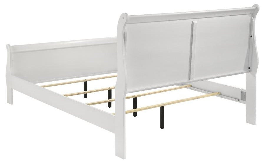 Coaster 202441Q 4 pc louis philippe white finish wood queen sleigh panel bedroom set