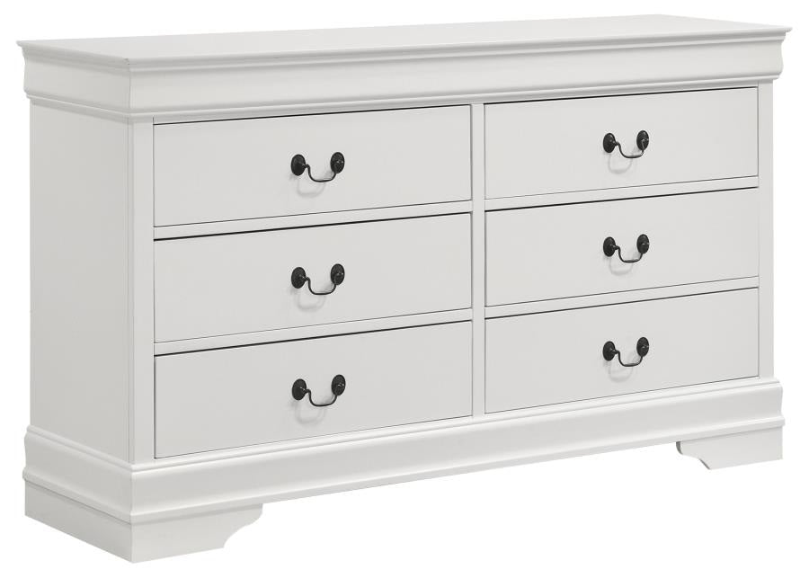 Coaster 202441Q 4 pc louis philippe white finish wood queen sleigh panel bedroom set