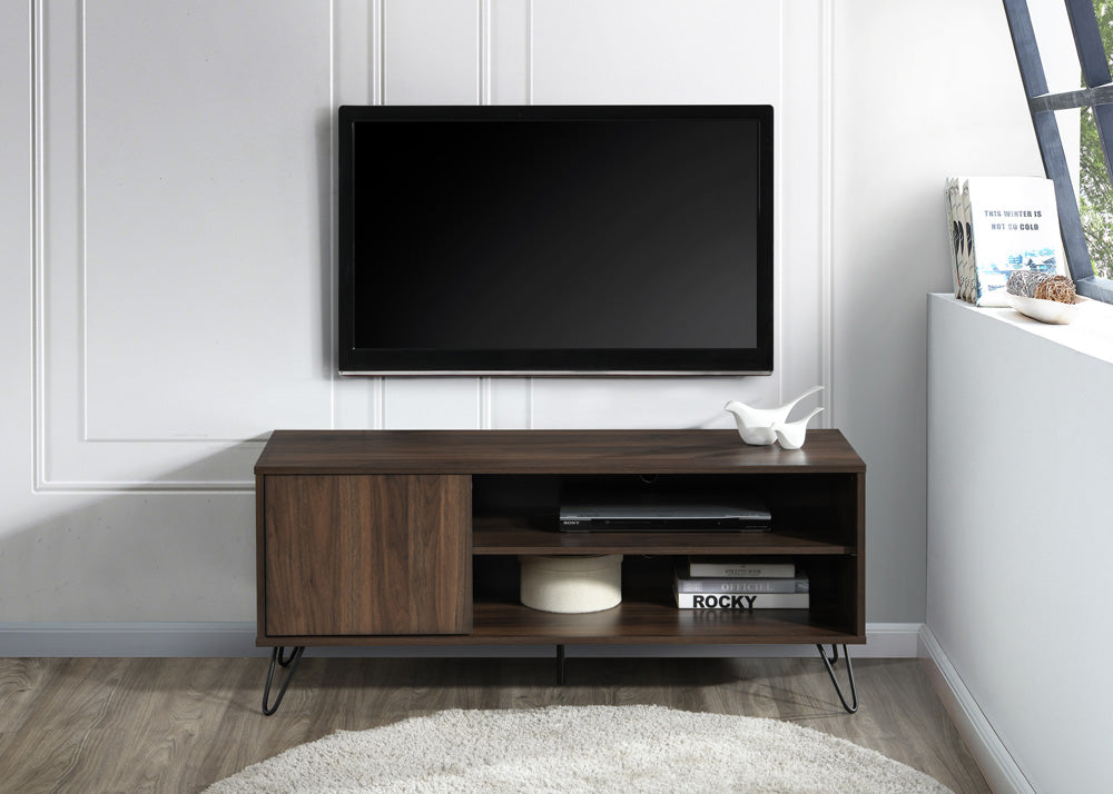 2027-DW  Wade logan ardys dark walnut finish wood mid century modern 47" TV Stand