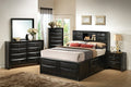 Coaster 202701Q 4 pc briana contemporary style black finish wood queen captains bedroom set with multiple drawers underneath