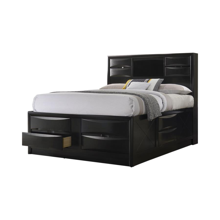 Coaster 202701  Briana contemporary style black finish wood queen captains bed with multiple drawers underneath