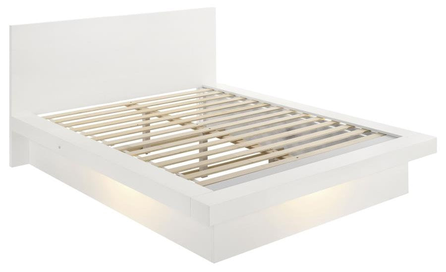 Coaster 202990Q 4 pc Jessica II contemporary modern style white finish wood queen bedroom set with paneled headboard LED lighting