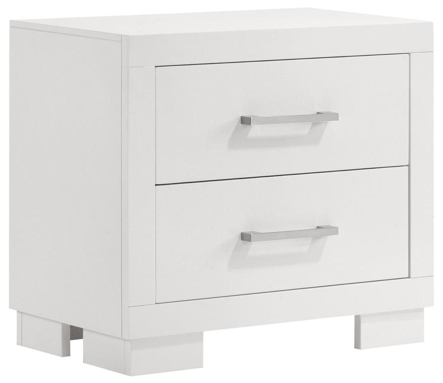 Coaster 202990Q 4 pc Jessica II contemporary modern style white finish wood queen bedroom set with paneled headboard LED lighting