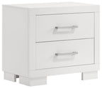 Coaster 202990Q 4 pc Jessica II contemporary modern style white finish wood queen bedroom set with paneled headboard LED lighting