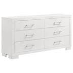 Coaster 202990Q 4 pc Jessica II contemporary modern style white finish wood queen bedroom set with paneled headboard LED lighting
