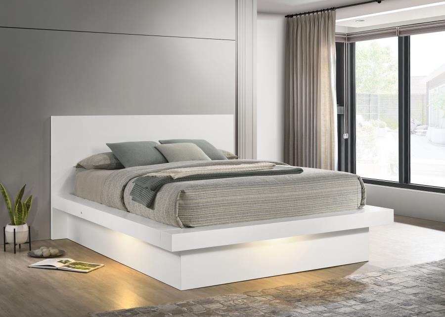 Coaster Jessica II White Queen Platform Bed with LED Lighting – 202990