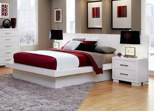 Coaster 202990Q-3PC 3 pc jessica ii contemporary modern white finish wood queen bedroom set with paneled headboard