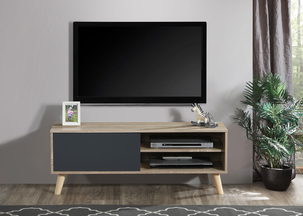 2032-NAT  Wade logan ardys natural and grey finish wood mid century modern 47" TV Stand