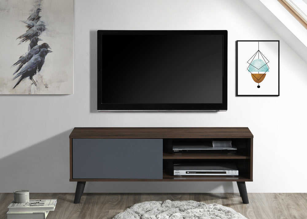 2033-DW  Wade logan ardys dark walnut and grey finish wood mid century modern 47" TV Stand