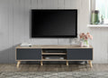 2035-NAT  Wade logan ardys natural and grey finish wood mid century modern 71" TV Stand