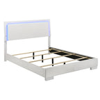 Coaster Felicity III 4-Piece Glossy White & Chrome Queen Bedroom Set with LED Headboard – 203500Q-S4