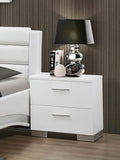 Coaster 203502 Felicity white finish wood contemporary modern style bed side table nightstand