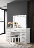 Coaster 203507-STL 3 pc Latitude run felicity white high gloss finish wood make up bedroom vanity set with light up mirror and stool
