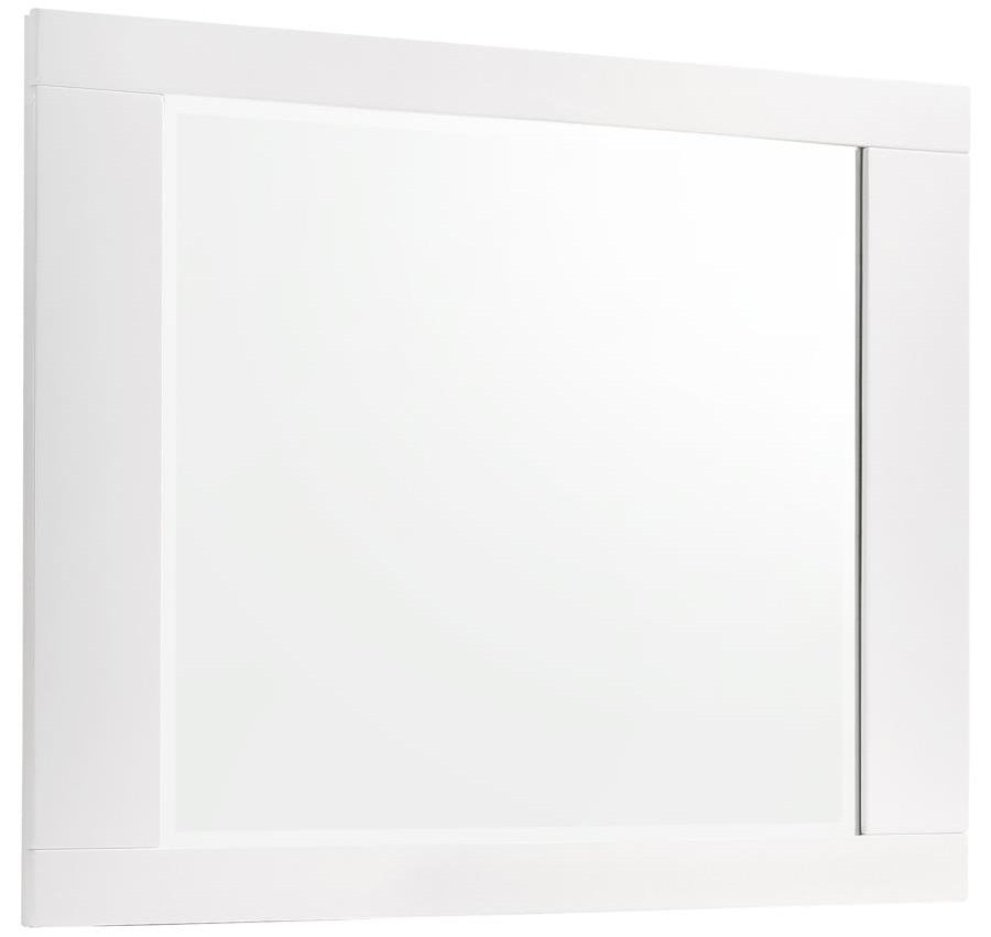 Coaster 203510Q-S4 4 pc Felicity high gloss white finish wood modern white faux leather tufted headboard queen bedroom set footboard drawers