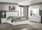 Coaster 203511Q-S4 4 pc Felicity high gloss white finish wood modern white faux leather tufted headboard queen bedroom set