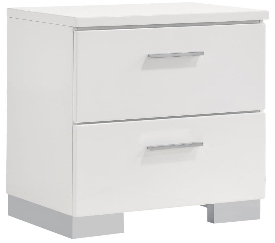 Coaster 203511Q-S4 4 pc Felicity high gloss white finish wood modern white faux leather tufted headboard queen bedroom set