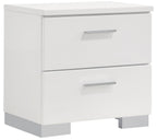 Coaster 203511Q-S4 4 pc Felicity high gloss white finish wood modern white faux leather tufted headboard queen bedroom set