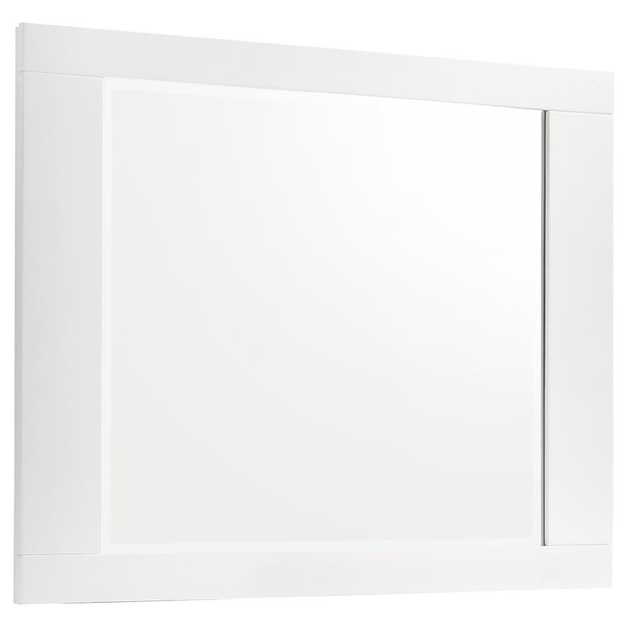 Coaster 203511Q-S4 4 pc Felicity high gloss white finish wood modern white faux leather tufted headboard queen bedroom set