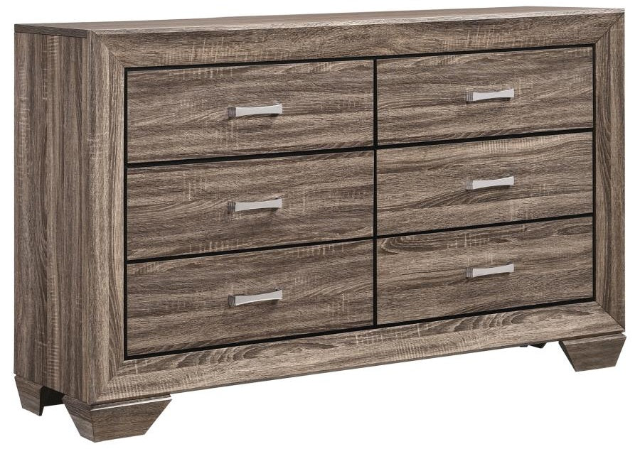 Coaster 204190Q-S4 4 pc kauffman washed taupe finish wood and natural oak wood grain queen bed set underbed drawers