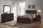 Coaster 204390Q-S4 4 pc kauffman dark cocoa finish wood and natural oak wood grain queen bed set underbed drawers