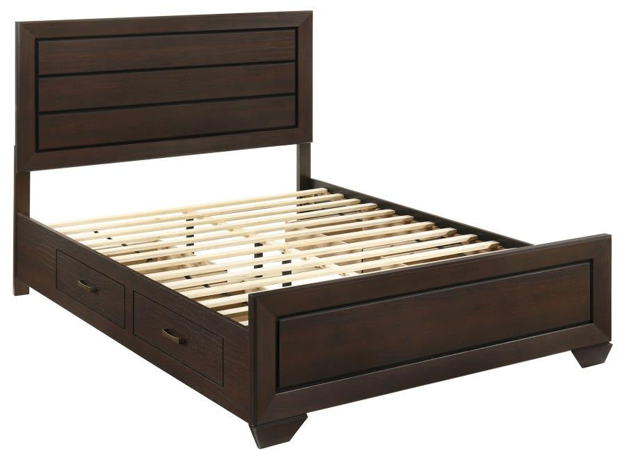 Coaster 204390Q-S4 4 pc kauffman dark cocoa finish wood and natural oak wood grain queen bed set underbed drawers