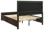 Coaster 204390Q-S4 4 pc kauffman dark cocoa finish wood and natural oak wood grain queen bed set underbed drawers