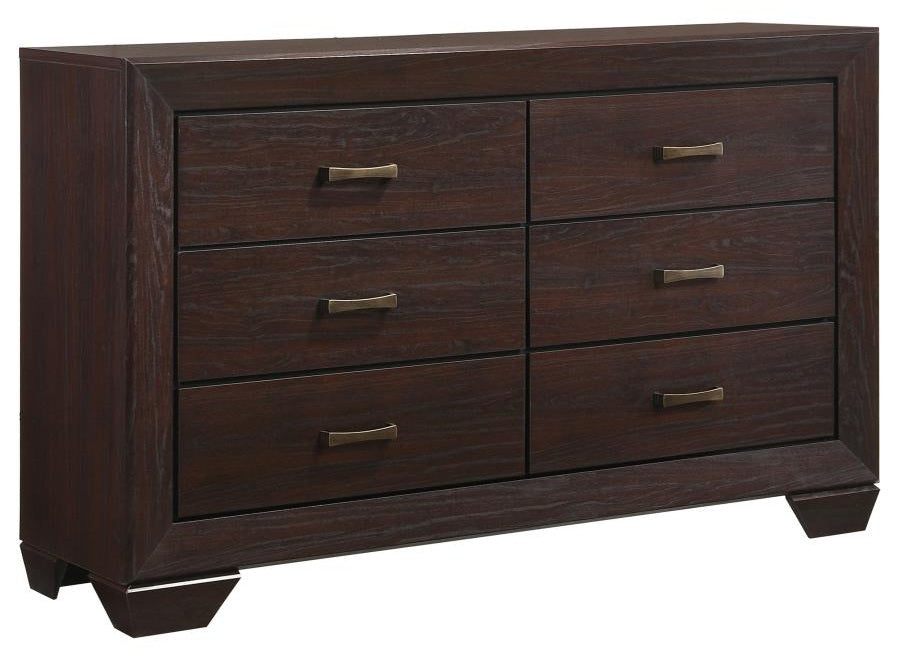 Coaster 204390Q-S4 4 pc kauffman dark cocoa finish wood and natural oak wood grain queen bed set underbed drawers
