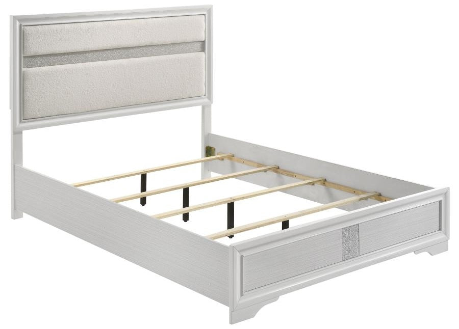 Coaster 205110Q-S4 4 pc Miranda white finish wood white fabric queen bedroom set