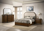 Coaster 205301Q-S4 4 pc Garland brown cherry finish wood queen bedroom set upholstered headboard
