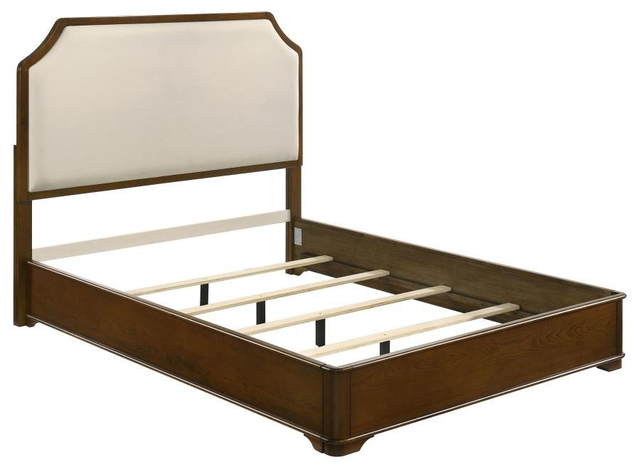 Coaster 205301Q-S4 4 pc Garland brown cherry finish wood queen bedroom set upholstered headboard