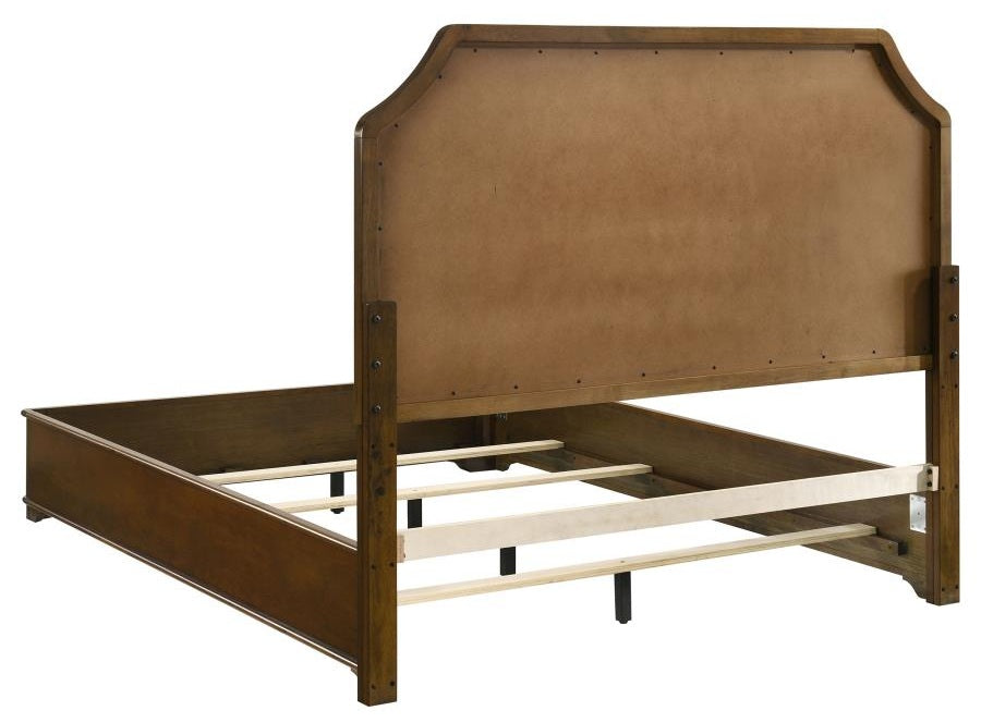 Coaster 205301Q-S4 4 pc Garland brown cherry finish wood queen bedroom set upholstered headboard