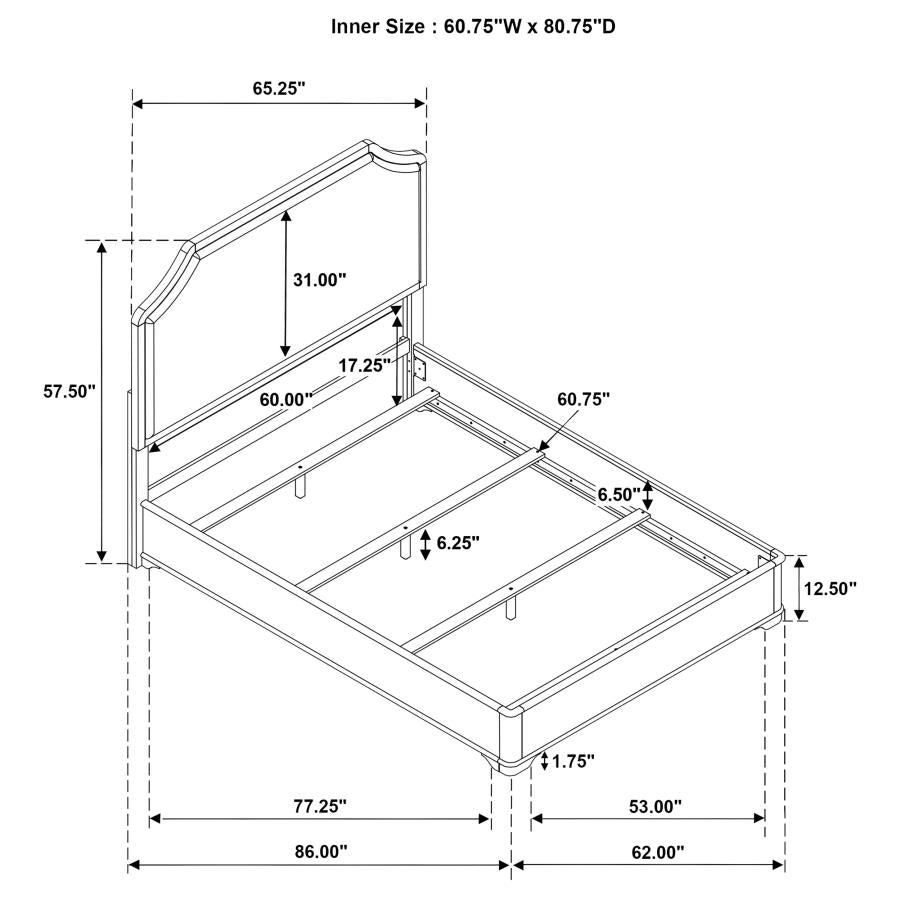 Coaster 205301Q-S4 4 pc Garland brown cherry finish wood queen bedroom set upholstered headboard