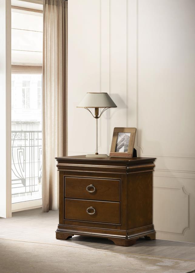 Coaster 205302 Louis philippe garland cherry finish wood bed side table nightstand USB ports