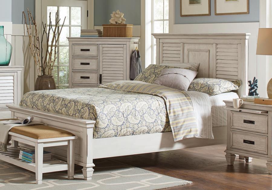 Coaster 205331 Franco antique white finish wood rustic coastal style queen bed