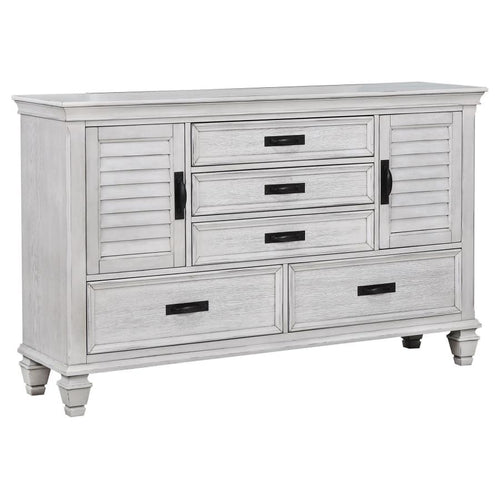 Franco Distressed White Finish Wood 5-Drawer Dresser – 205333
