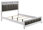 Coaster 205891Q 4 pc Rosdorf park ammelie barzini white finish wood metallic leatherette padded queen bedroom set faux crystal accents