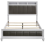 Coaster 205891Q 4 pc Rosdorf park ammelie barzini white finish wood metallic leatherette padded queen bedroom set faux crystal accents
