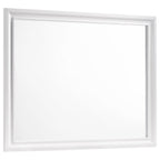 Coaster 205891Q 4 pc Rosdorf park ammelie barzini white finish wood metallic leatherette padded queen bedroom set faux crystal accents