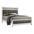 Coaster 205891 Rosdorf park ammelie barzini white finish wood metallic leatherette padded queen bed faux crystal accents
